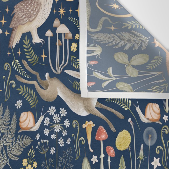Enchanted Magical Midnight Forest Animals Wall Tapestry Gallery Image 3