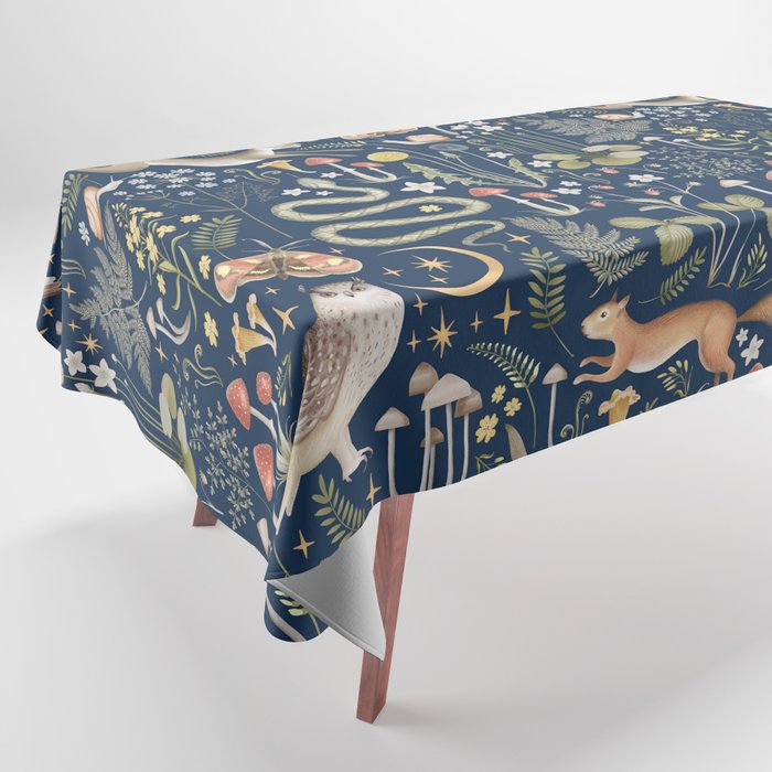 Enchanted Magical Midnight Forest Animals Tablecloth Gallery Image 1