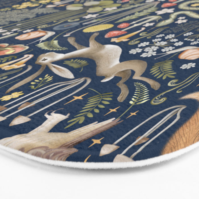 Enchanted Magical Midnight Forest Animals Bath Mat Gallery Image 3