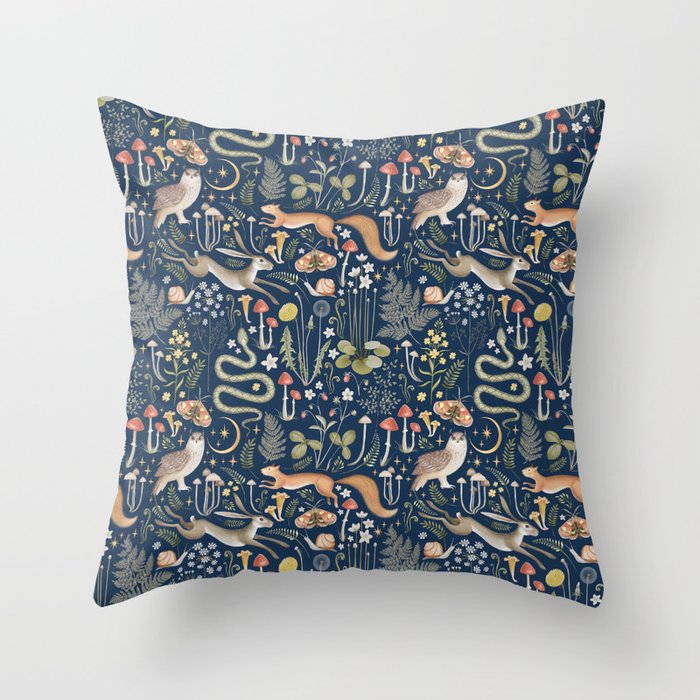 Enchanted Magical Midnight Forest Animals Throw Pillow Gallery Image 6