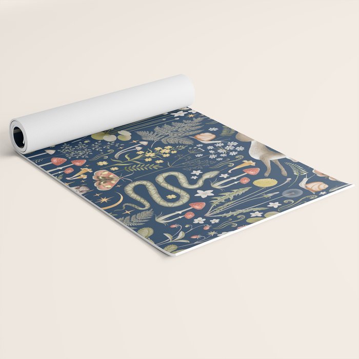 Enchanted Magical Midnight Forest Animals Yoga Mat Gallery Image 2