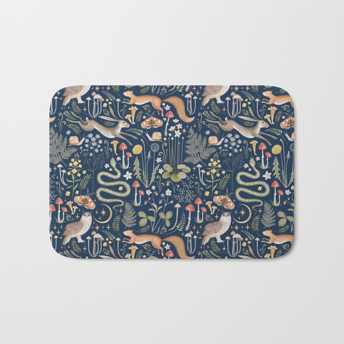 Enchanted Magical Midnight Forest Animals Bath Mat Gallery Image 1