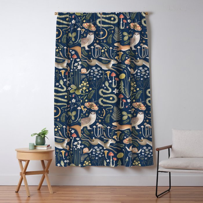 Enchanted Magical Midnight Forest Animals Window Curtain Gallery Image 5