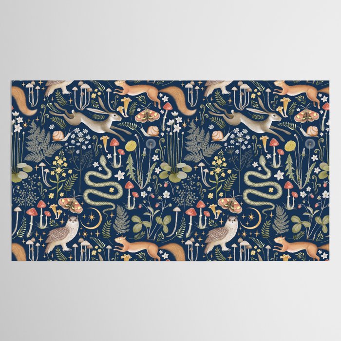 Enchanted Magical Midnight Forest Animals Tablecloth Gallery Image 2