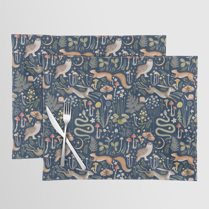 Enchanted Magical Midnight Forest Animals Placemat Gallery Image 1