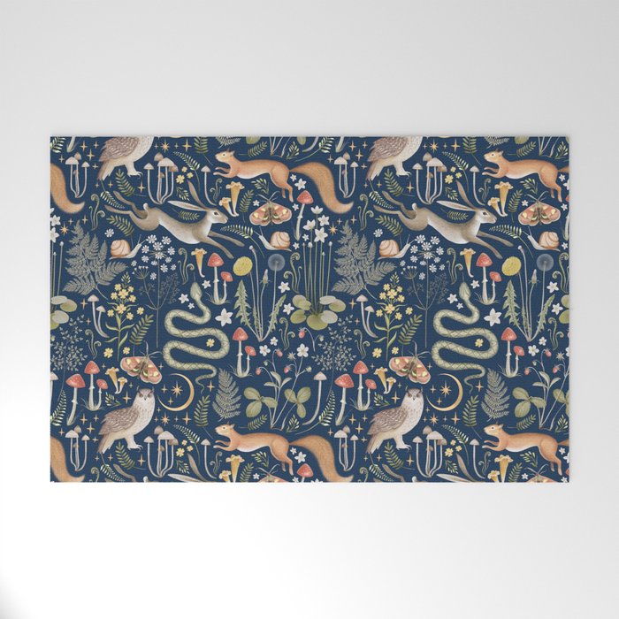 Enchanted Magical Midnight Forest Animals Welcome Mat Gallery Image 1