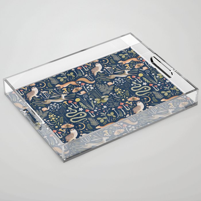 Enchanted Magical Midnight Forest Animals Acrylic Tray Gallery Image 1