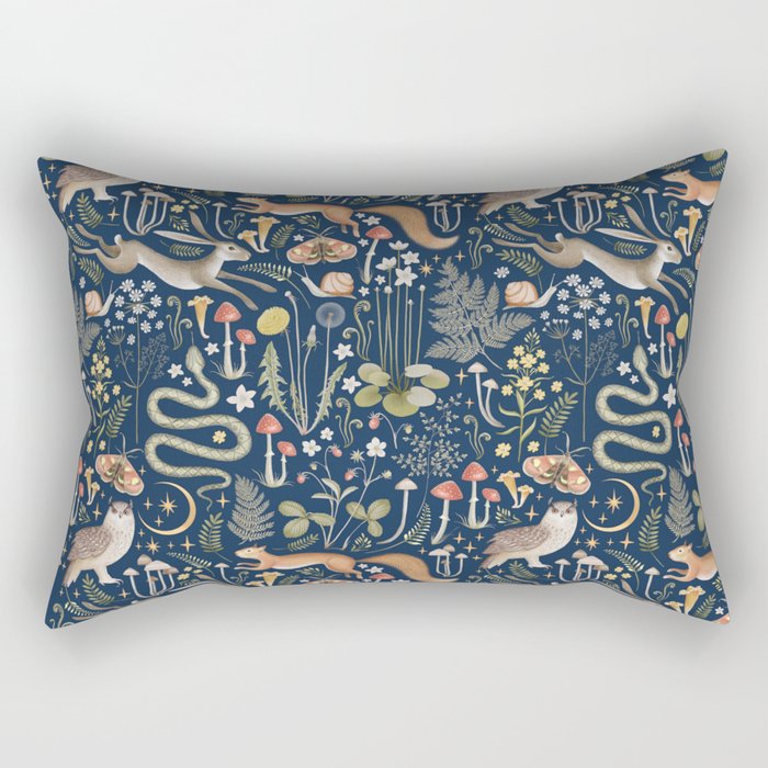 Enchanted Magical Midnight Forest Animals Rectangular Pillow Gallery Image 2