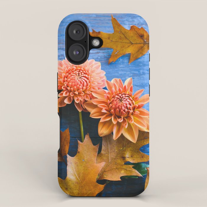 Oak Leaves and Dahlia Flowers iPhone Case Gallery Image 1
