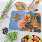 Oak Leaves and Dahlia Flowers Cutting Board Gallery Image 2