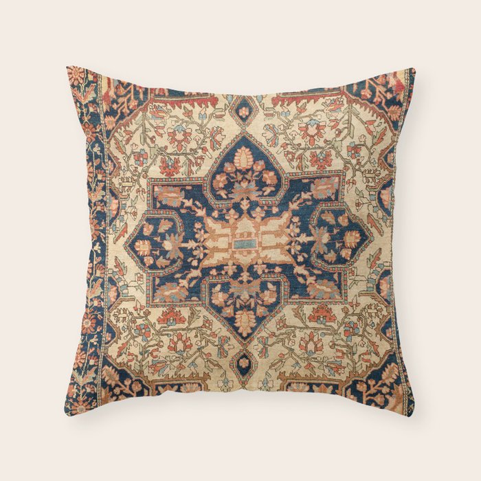 Ferahan  Antique West Persian Rug Print Throw Pillow Gallery Image 1