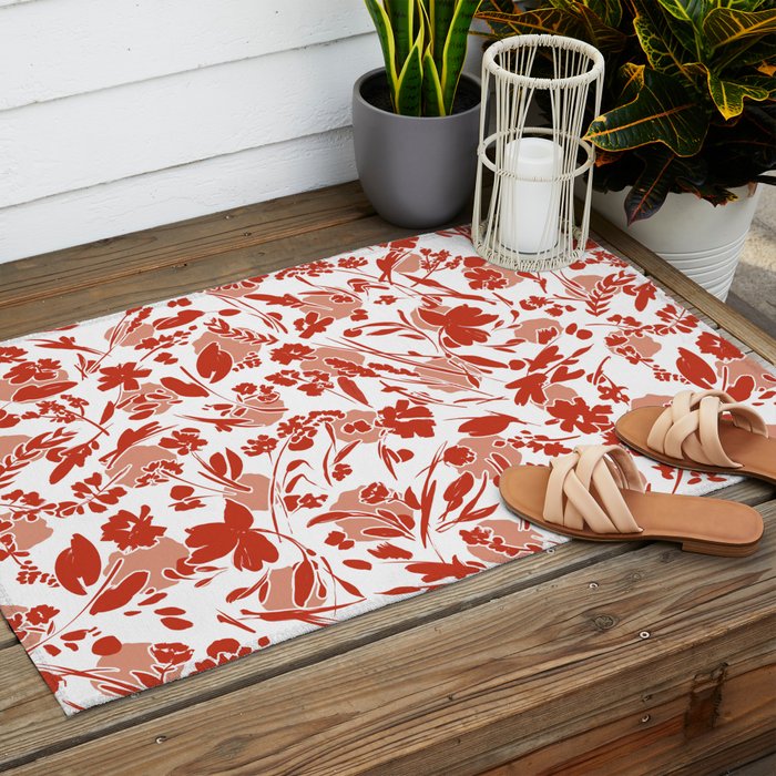 Wild flowering reddish meadow Outdoor Rug Gallery Image 2