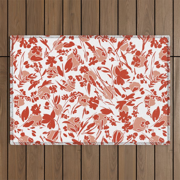 Wild flowering reddish meadow Outdoor Rug Gallery Image 1