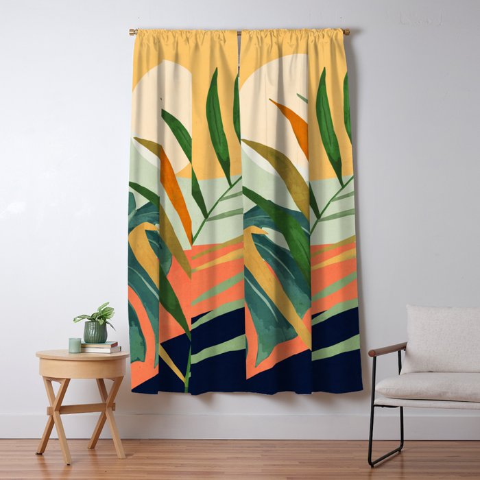 Abstract Art Tropical Leaves 118 Window Curtain Gallery Image 1