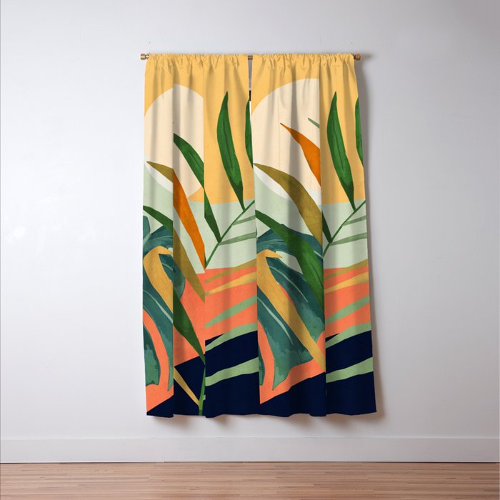 Abstract Art Tropical Leaves 118 Window Curtain Gallery Image 3