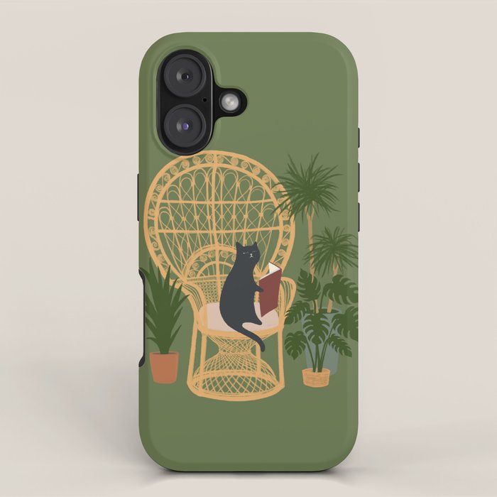 Hidden cat 51 private forest reading area rattan chair iPhone Case Gallery Image 1