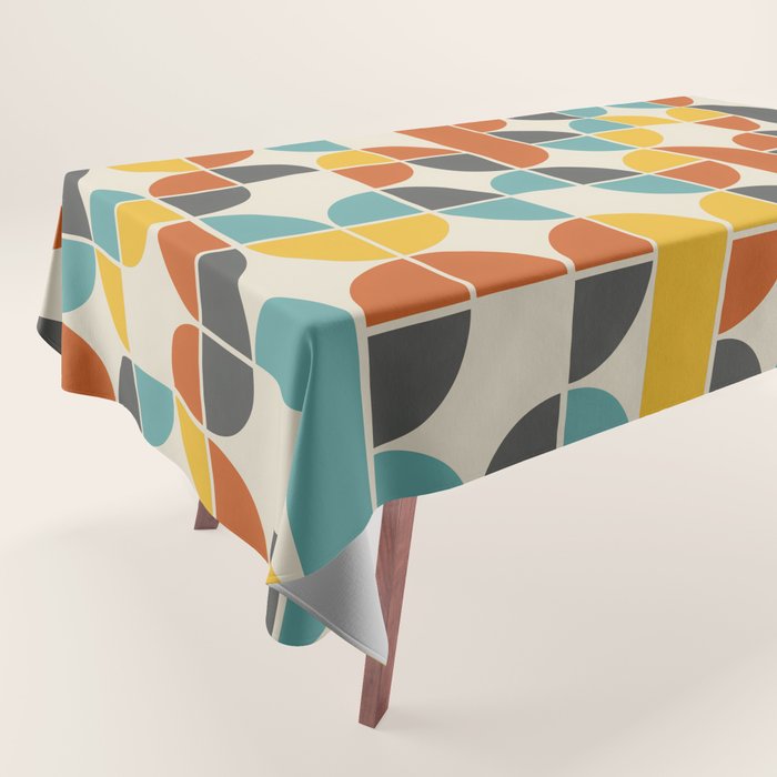 1970s Colors Mid Century Modern Geometric Pattern  Tablecloth Gallery Image 1