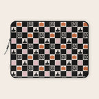 Halloween Checkered Print in Black and White Laptop Sleeve Gallery Image 1