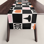 Halloween Checkered Print in Black and White Table Runner Gallery Image 1