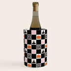 Halloween Checkered Print in Black and White Wine Chiller Gallery Image 2