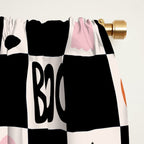 Halloween Checkered Print in Black and White Window Curtain Gallery Image 2
