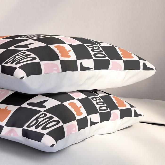 Halloween Checkered Print in Black and White Pillow Sham Gallery Image 3