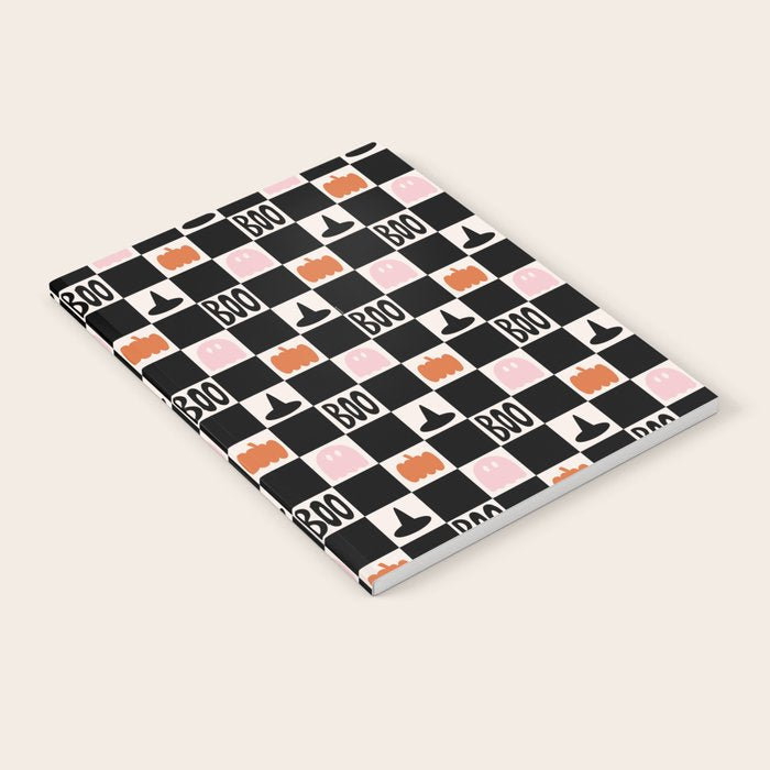 Halloween Checkered Print in Black and White Notebook Gallery Image 2