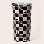 Halloween Checkered Print in Black and White Travel Mug Gallery Image 3