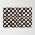 Halloween Checkered Print in Black and White Rug Gallery Image 2