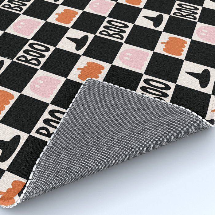 Halloween Checkered Print in Black and White Rug Gallery Image 4