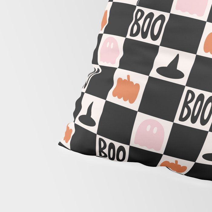 Halloween Checkered Print in Black and White Pillow Sham Gallery Image 4