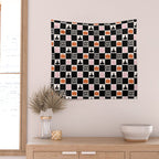 Halloween Checkered Print in Black and White Wall Tapestry Gallery Image 2