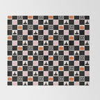 Halloween Checkered Print in Black and White Throw Blanket Gallery Image 2