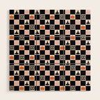 Halloween Checkered Print in Black and White Wood Wall Art Gallery Image 1