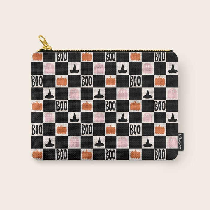 Halloween Checkered Print in Black and White Carry All Pouch Gallery Image 1