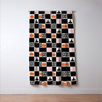 Halloween Checkered Print in Black and White Window Curtain Gallery Image 3