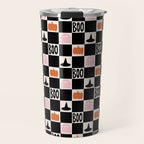 Halloween Checkered Print in Black and White Travel Mug Gallery Image 1