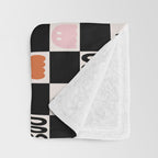 Halloween Checkered Print in Black and White Throw Blanket Gallery Image 3