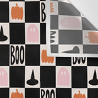 Halloween Checkered Print in Black and White Wall Tapestry Gallery Image 3