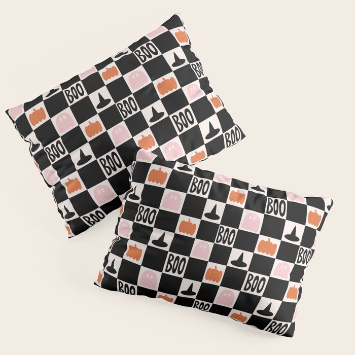 Halloween Checkered Print in Black and White Pillow Sham Gallery Image 1