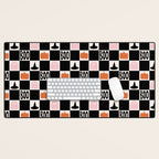 Halloween Checkered Print in Black and White Desk Mat Gallery Image 1