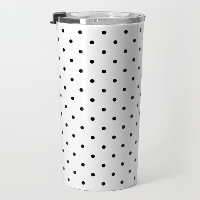 Small Black Polka dots Background Travel Mug Gallery Image 3