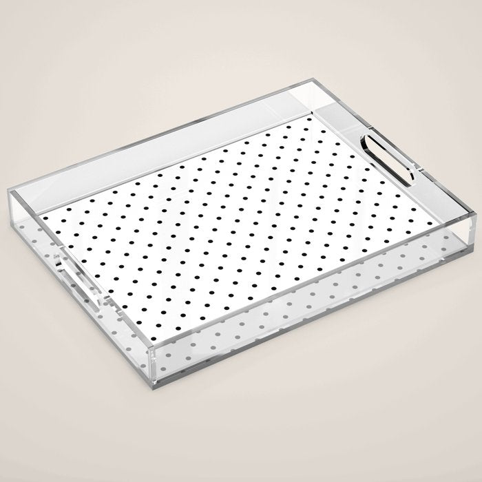 Small Black Polka dots Background Acrylic Tray Gallery Image 1