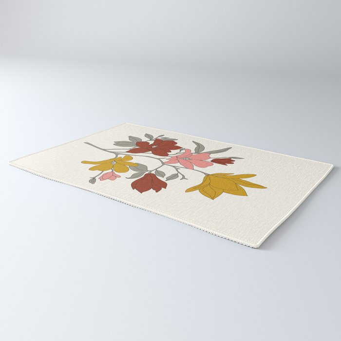 Colorful Minimal Line Art Magnolia Rug Gallery Image 3