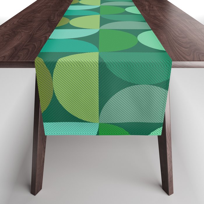 Mid Century Modern Shapes - Green Table Runner Gallery Image 1