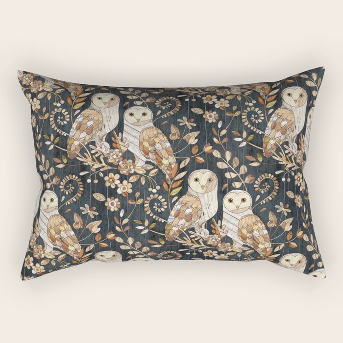 Wooden Wonderland Barn Owl Collage Rectangular Pillow Gallery Image 2