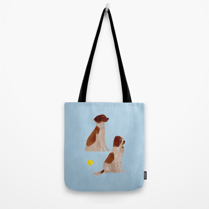 Dogs and a Tennis Ball - Brown and Blue Tote Bag Gallery Image 2