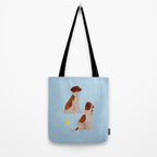 Dogs and a Tennis Ball - Brown and Blue Tote Bag Gallery Image 2