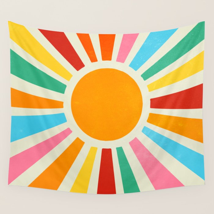 Retro Sunrise: Rainbow Edition Wall Tapestry Gallery Image 1