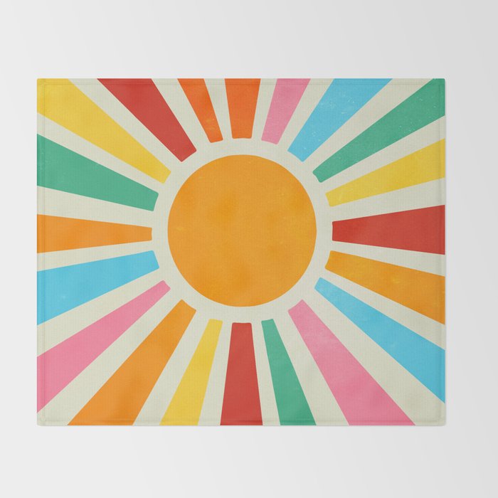 Retro Sunrise: Rainbow Edition Throw Blanket Gallery Image 2